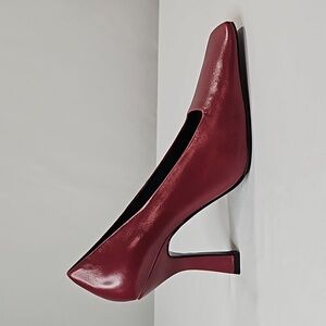 Mango Red Wine Bovine Leather Heels Sz 8 NWT